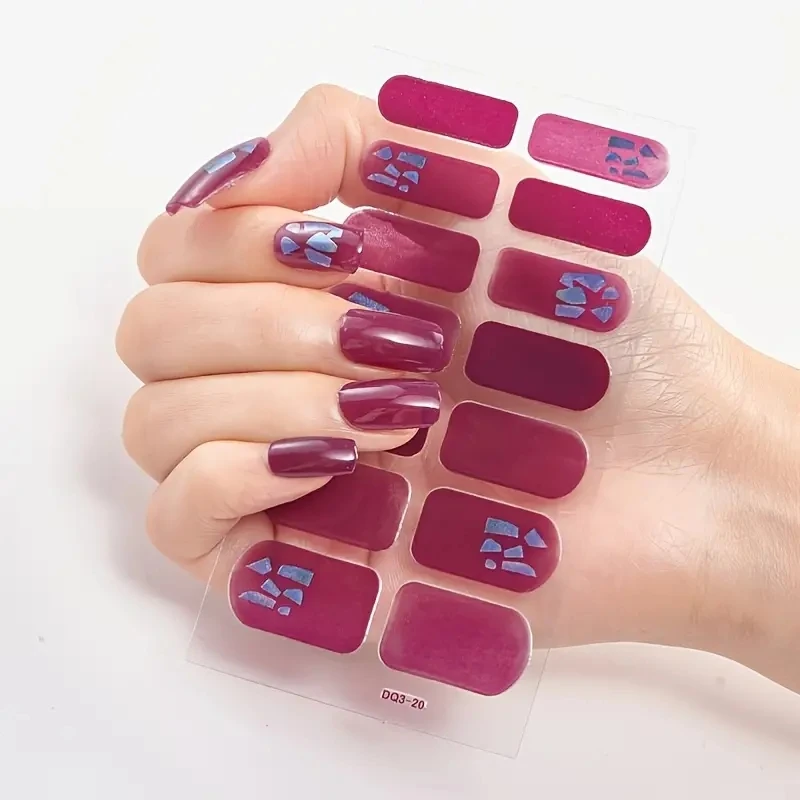Wholesale Colorful Design Korea Semi-cured Uv Nail Sticker Wraps Pegatinas Para Unas