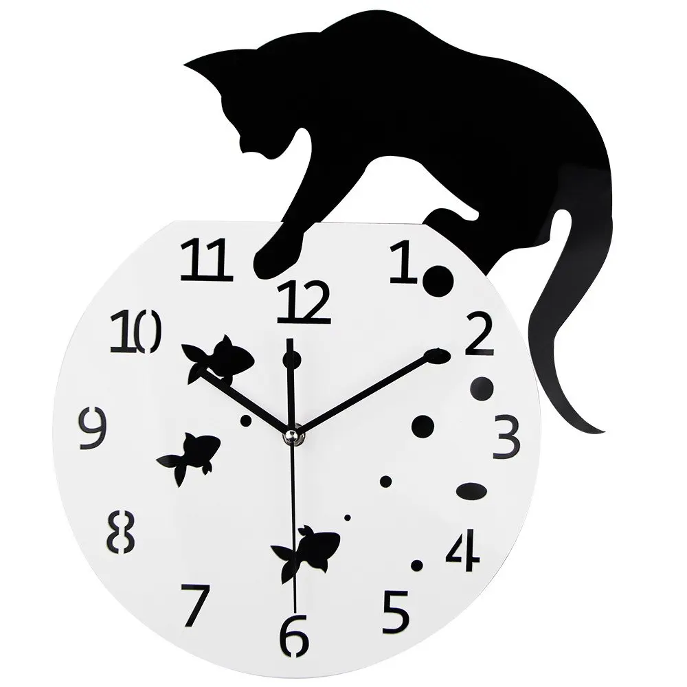 Creative acrylic Wall cat Clocks Home DIY Decoration for home  Living Room Mirror 3D Wall Design