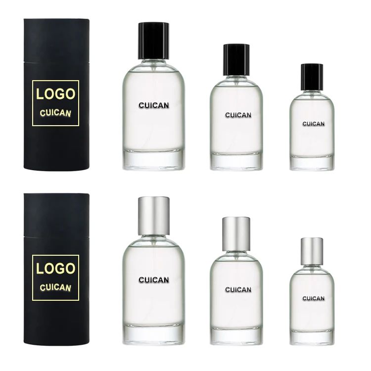 Factory Price Round Spray Glass Perfume Bottle 50ml Empty Perfume Bottle For Cosmetic Packaging with box