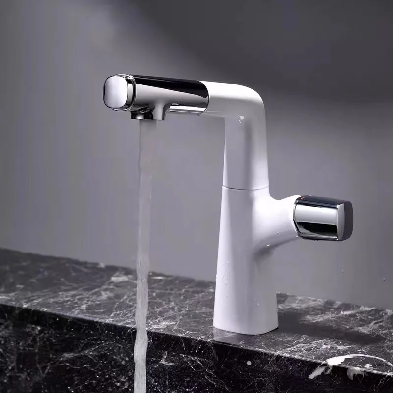 FIRMER hotel 3 functions luxury single handle lifted pull down copper basin faucet with transfer switch