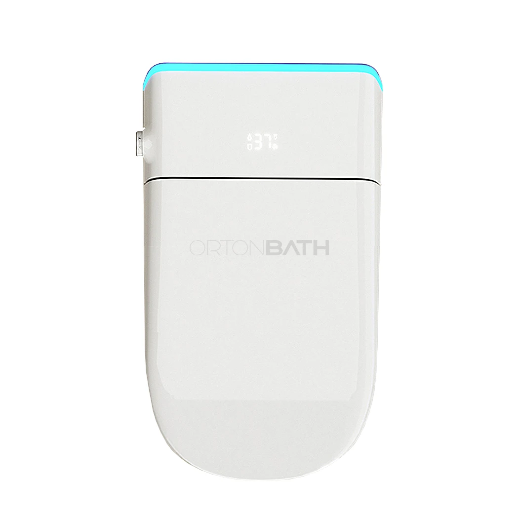 ORTONBATHS Digital Display Smart Toilet with Built-in Bidet Seat Tankless Toilet with Foot Touching Lid Opening Smart Bidet
