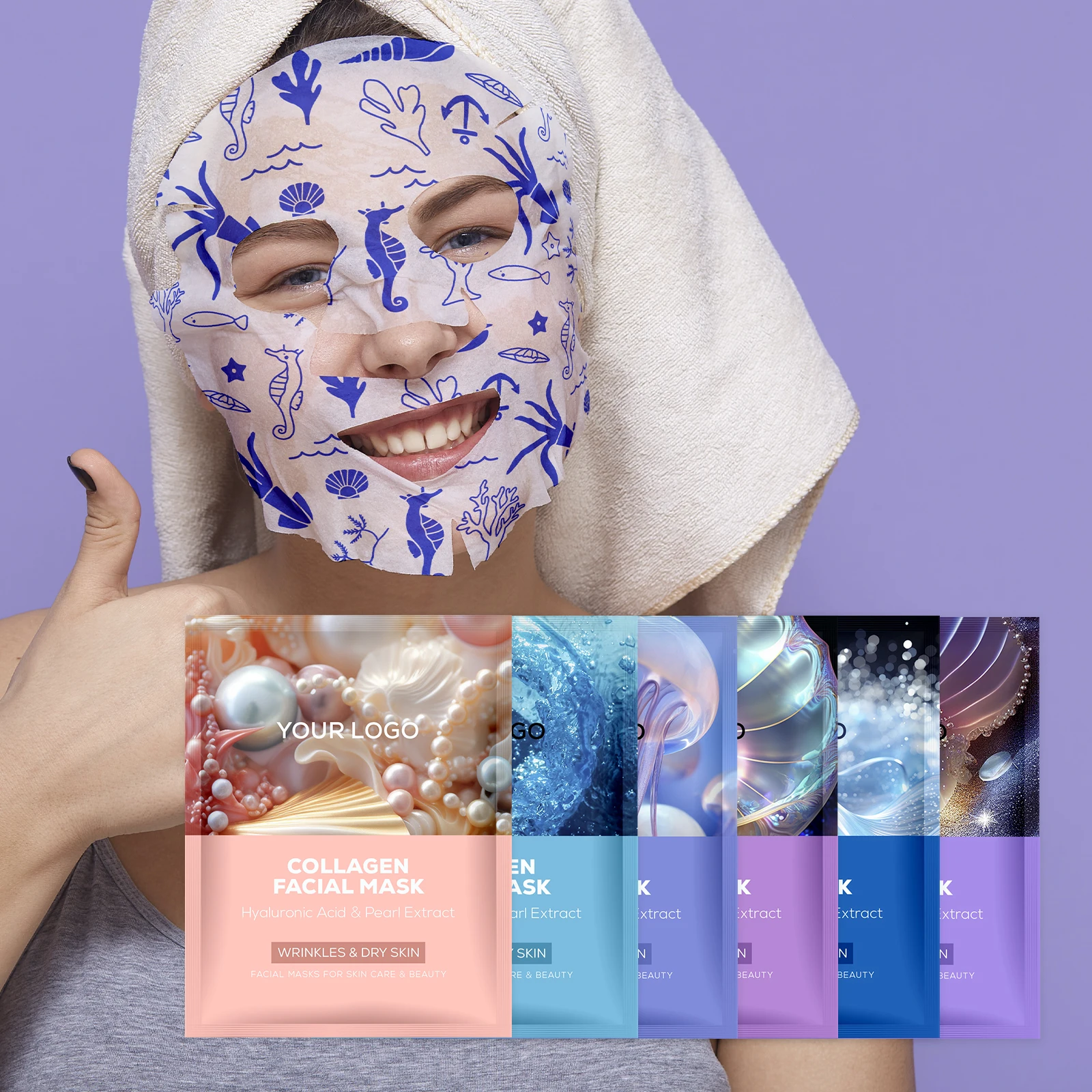 OEM ODM Custom Ingredients Quick Hydrating Mask Private Label Coconut Collagen Face Sheet Masks