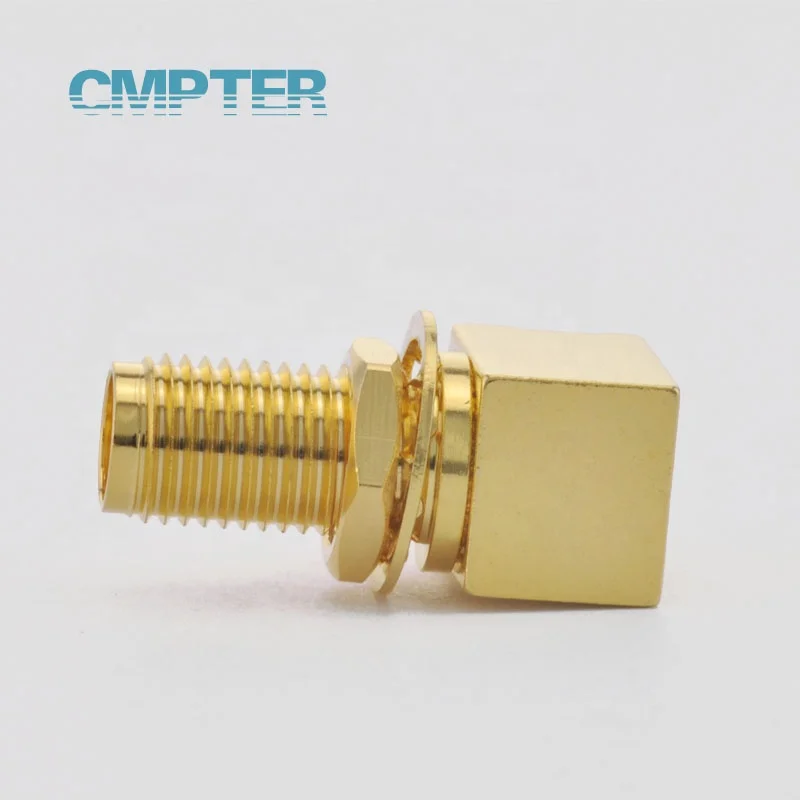 SMA female Right Angle Bulkhead PCB Mount connector, DC to 6GHz