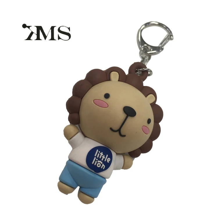 Wholesale Creative Personality 3D lion Silicone Key Holder Cute Pendant Promotional Gift Silicone Pvc Keychain