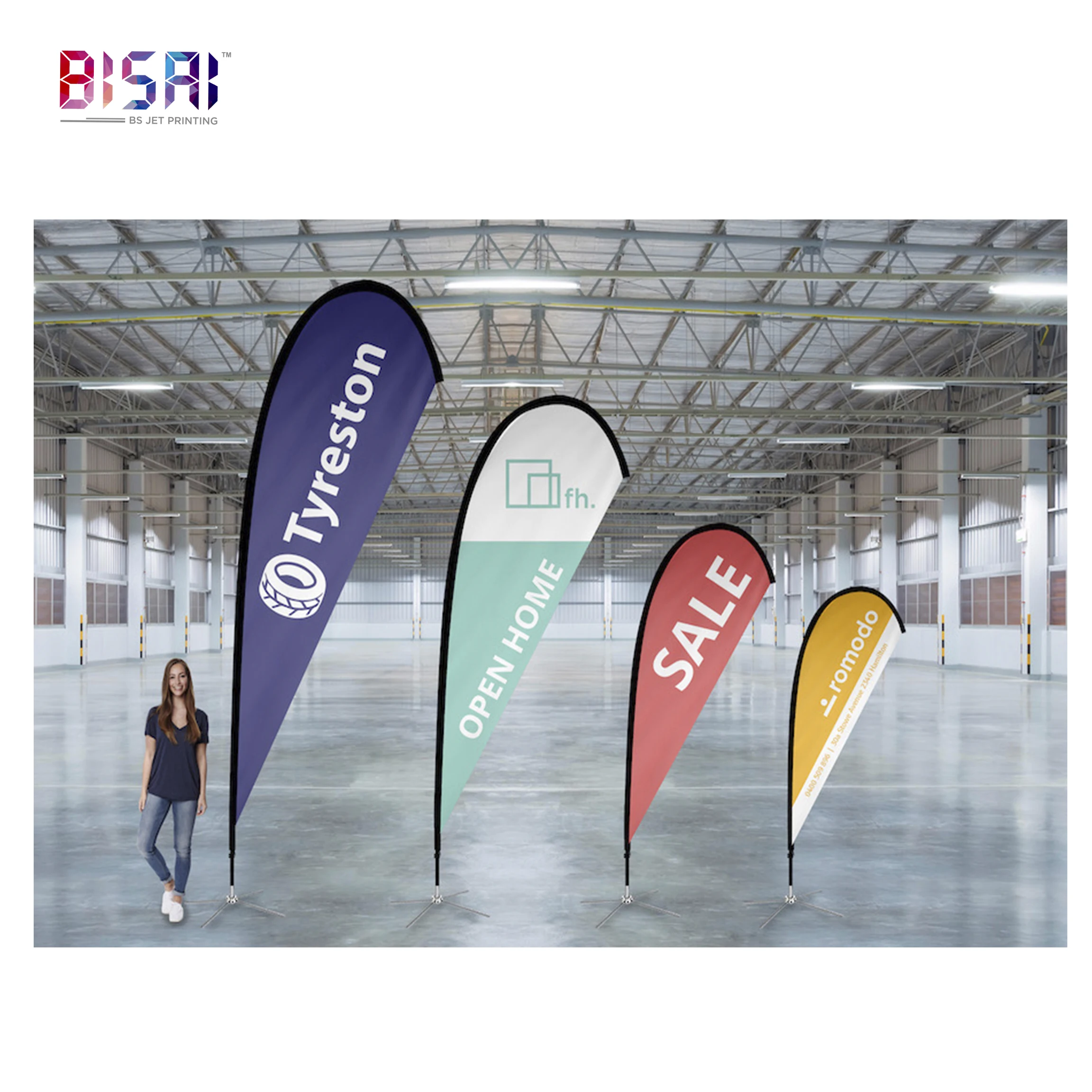 China high quality hot sale customized feather indoor business adverts banner office flags