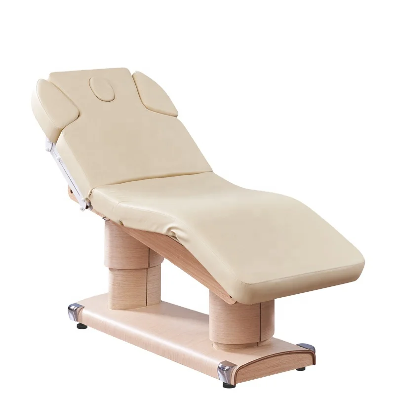 Luxury Electric Massage Table Bed with Sturdy Wooden Base Comfort Full Body Couch Reclining Beauty Facial Chair Memory Function