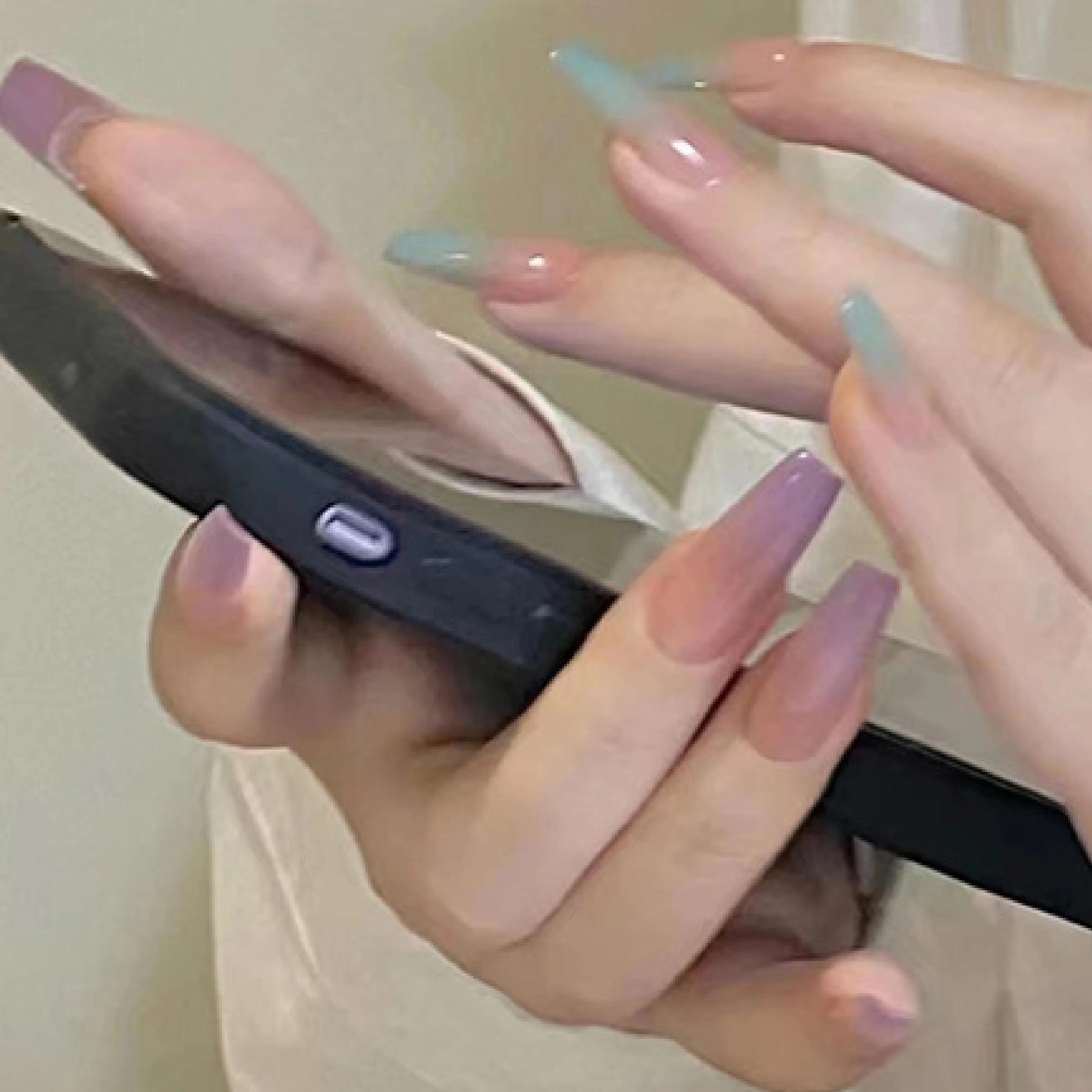 Gradient purple coffin false artificial nails set press on nails designs xl press on nails