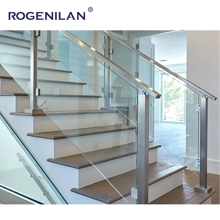 Interior Villa Balcony Staircase Railing Handrail Stainless Steel Glass Railing Tempered Glass Railing Handrail System
