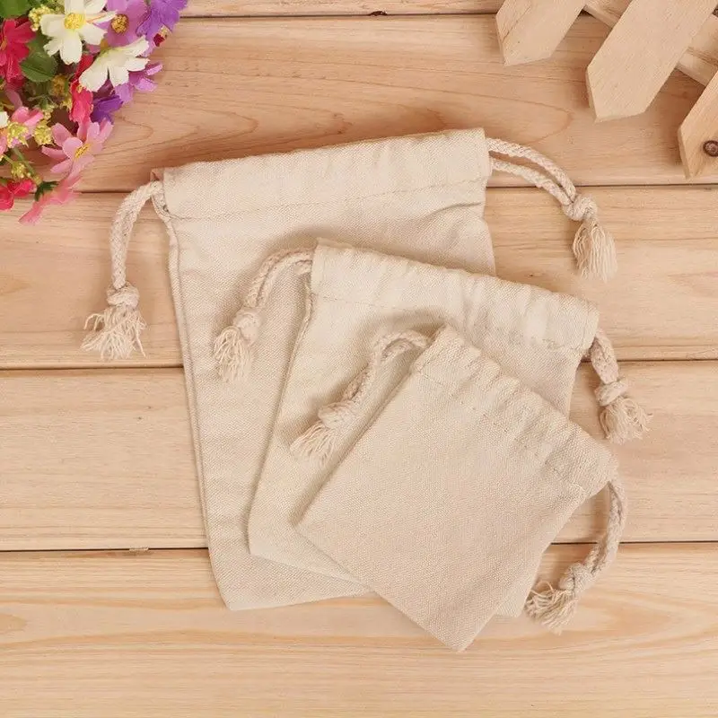eco friendly  jute woven  customized  Cotton pouch  canvas bag for gift food