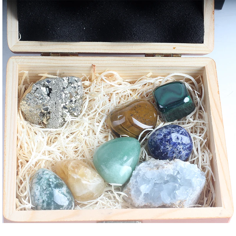 Hot sale high quality crystal seven chakras set box crystal meditation for healing
