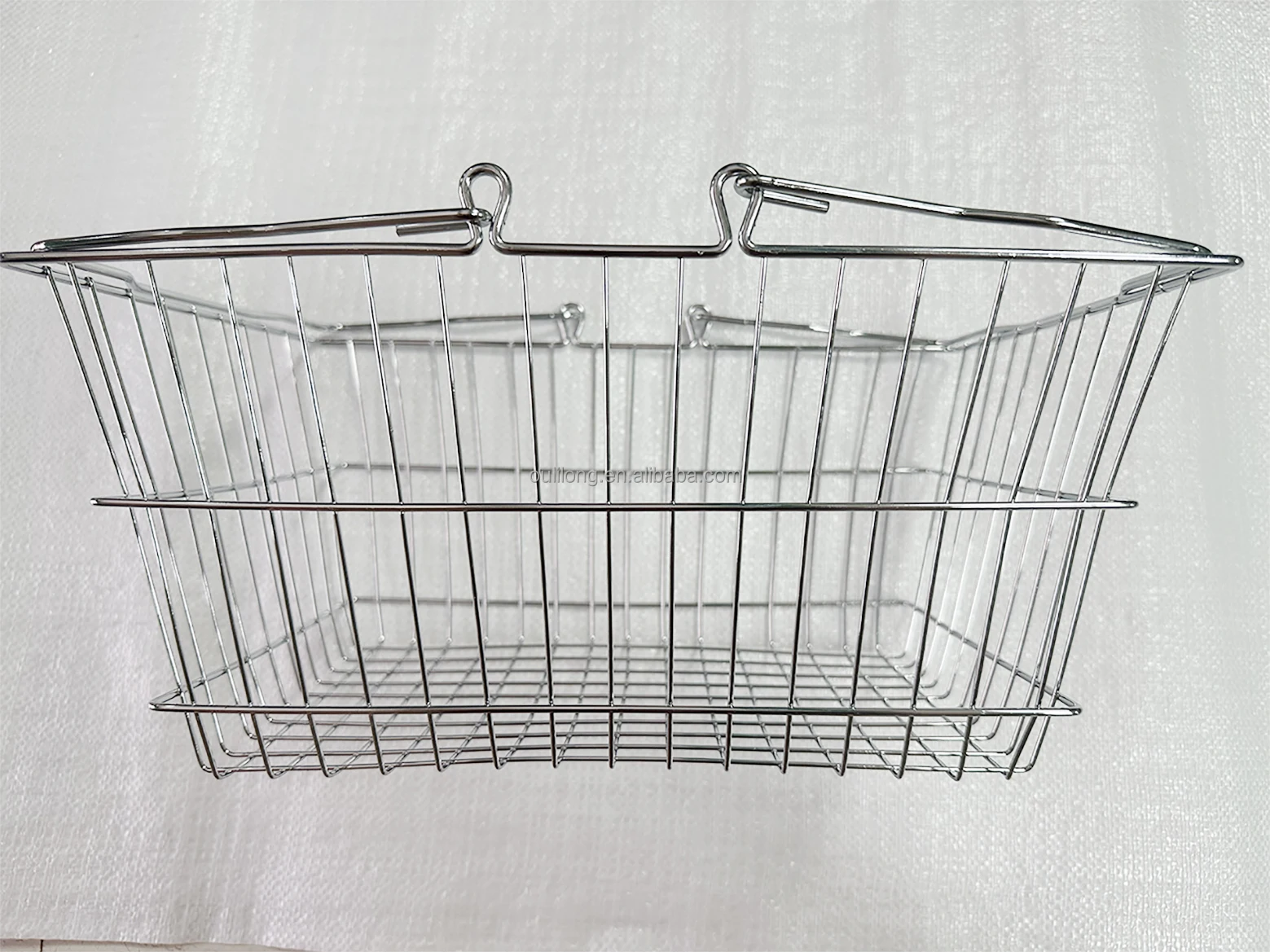 Wholesale Metal Wire Basket Supermarket Shopping Wire Mesh Basket with Double Handles