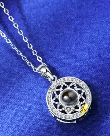925 Sterling Silver Moon And Sun Magnetic Necklace Attraction Pendant 100 Languages I Love You for Couple