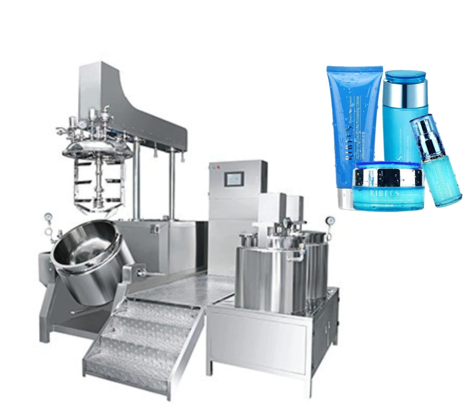 Vacuum homogenizer mixer high shear with tank machines for the manufacture of cosmetics homogenizer mixer