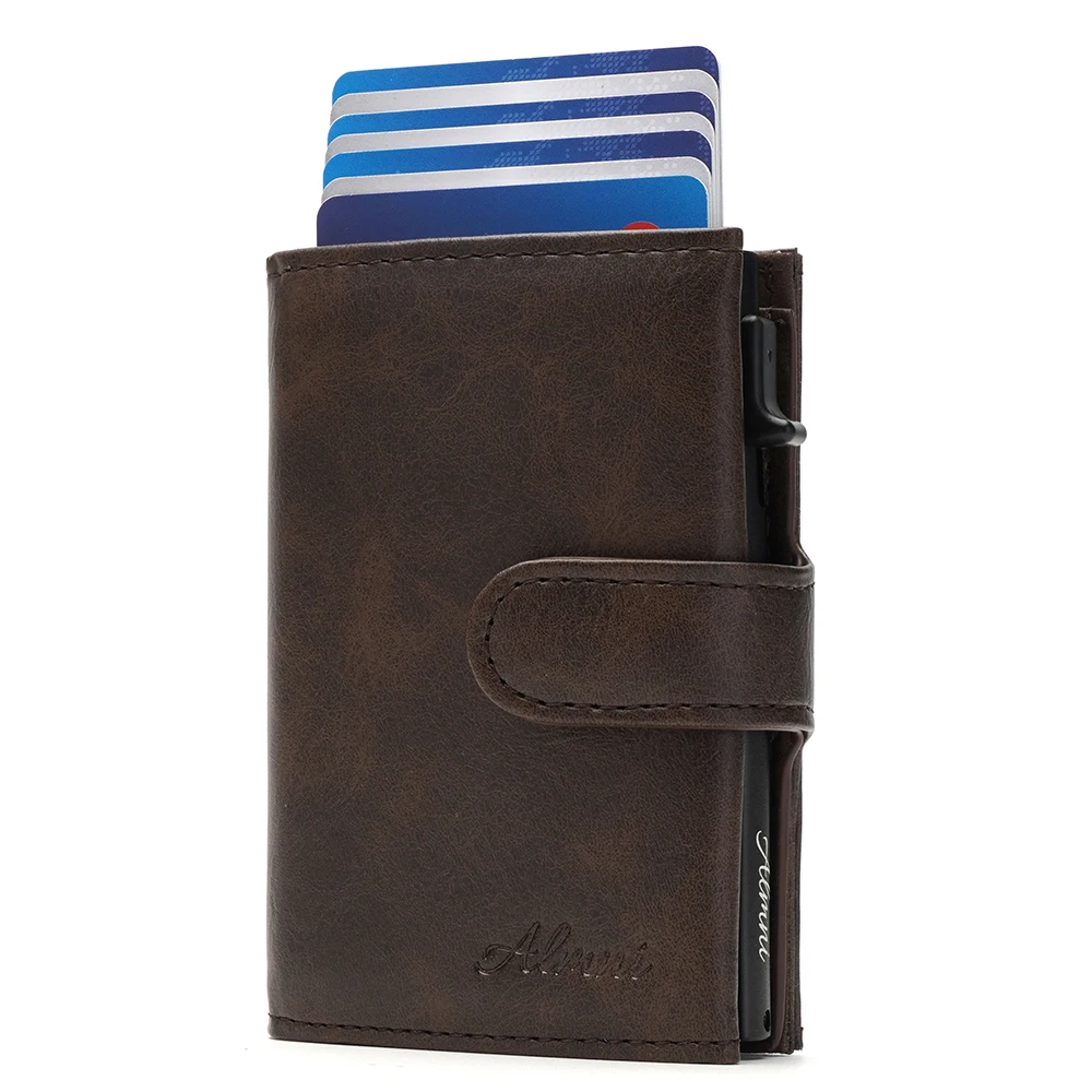 Slim Wallet Men Wallet Credit Cards RFID BLocking Aluminum Pop-up Access