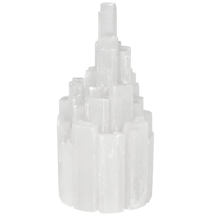 High Quality Natural Raw Large White Crystal Selenite Crystal Towers Round Tower Rough