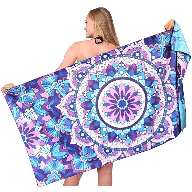Recycled microfiber waffle beach towel double side print custom design beach towel