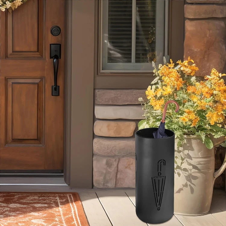 JH-Mech Entryway or Hallways Convenient Easy to Clean Compact Design Black Iron Umbrella Storage Rack