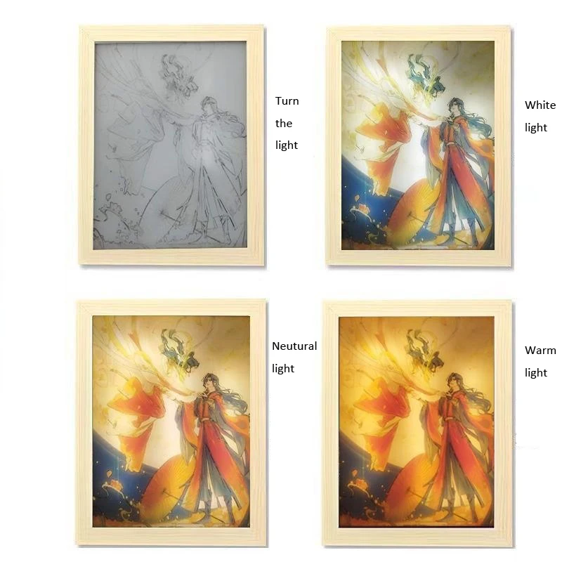 Table Lamps Framed USB Wall Led Canvas Painting Prints Art Light Up Led Light Painting