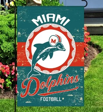 Высокое качество на заказ Новый 2-сторонний Miami Dolphins NFL 100% полиэстер Печатный садовый баннер флаг