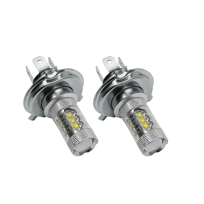 High Power H4 Led High Low Beam 80W Car Headlight Bulb 6000K White 12 volt Automotive Led Head lights H4 Auto Fog Lamp With Lens