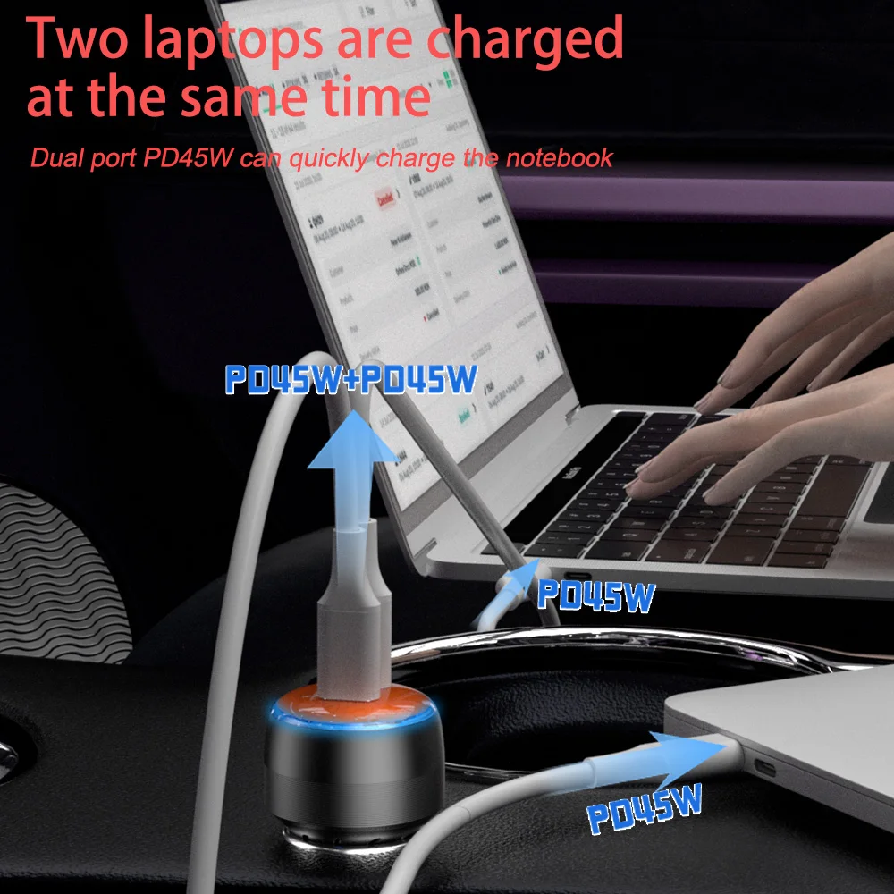 Fast Smart Phone Qc3.0 Qc 4.0 Quick Dual 2 Port Usb A Type C Type-c PD 40w 45w 48w 55w 60w 65 Watt W 66w 80w 90w Car Charger