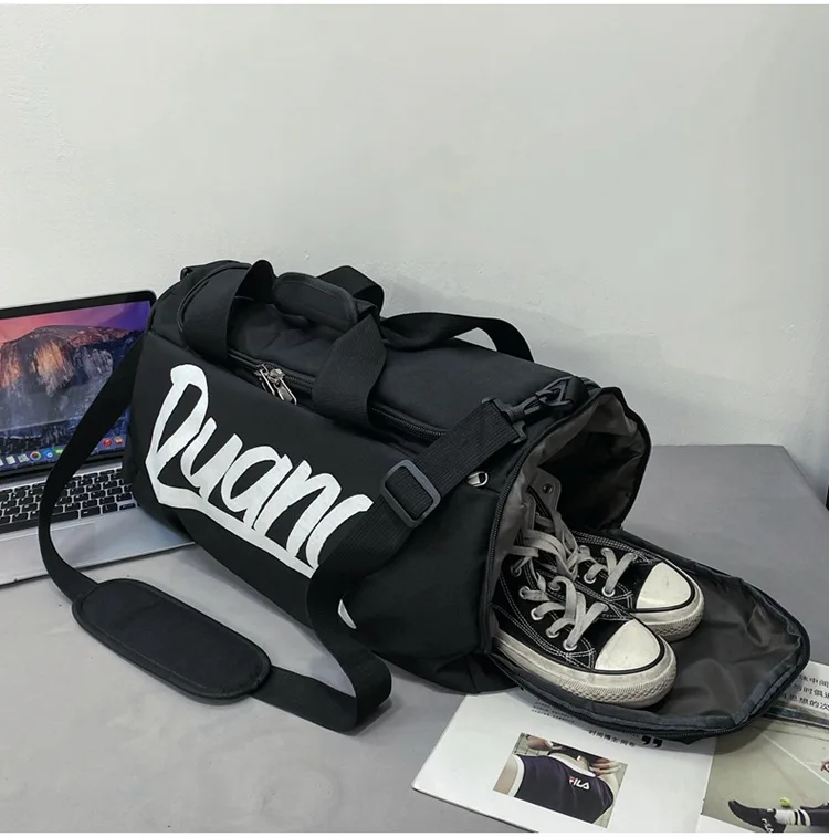 Travel Outdoor Duffel Bag with Shoe Compartment Cross-body Bag Fashion Custom Logo Letter Pattern Sport Gym Bags
