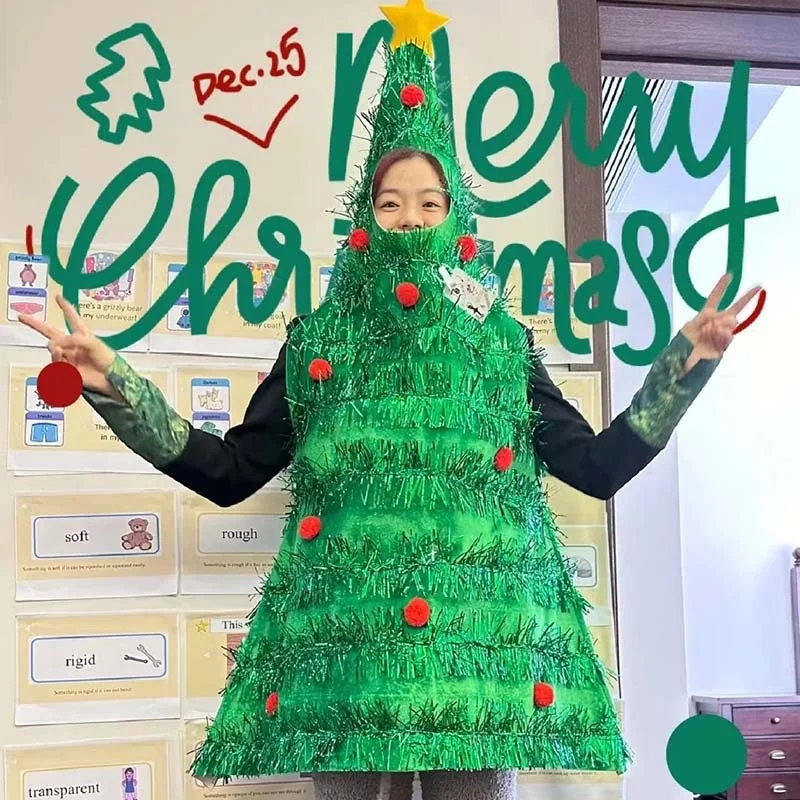 Unisex Christmas tree costumes for adult children decorations Christmas tree costumes Santa Claus costume for Christmas tree