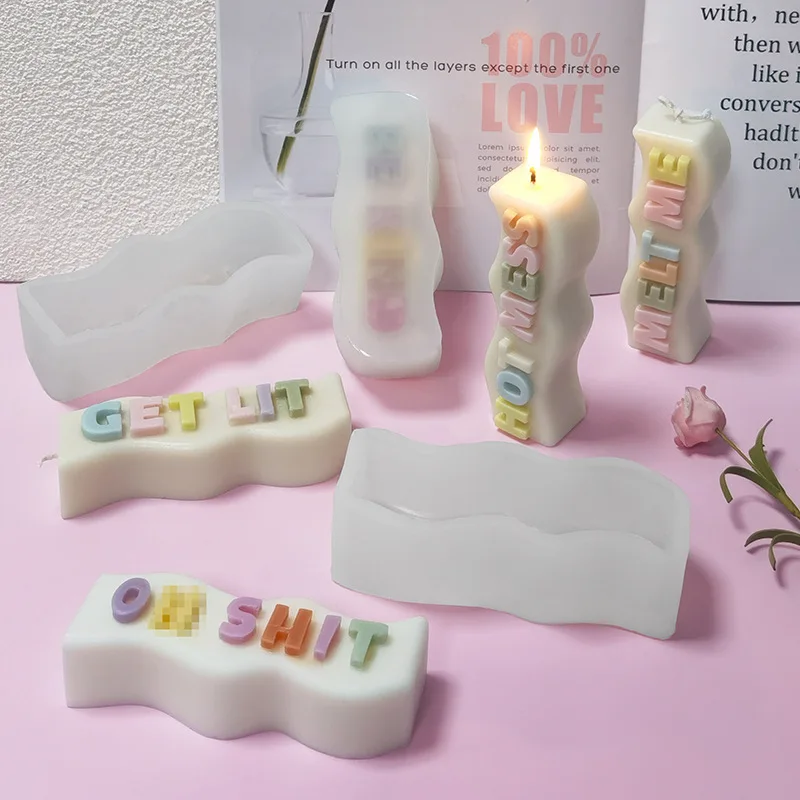 Silicone Letter Candle Molds Silicone Cake Decorating Molds Baking Tools Slogan Happy Birthday Mold Merry Christmas
