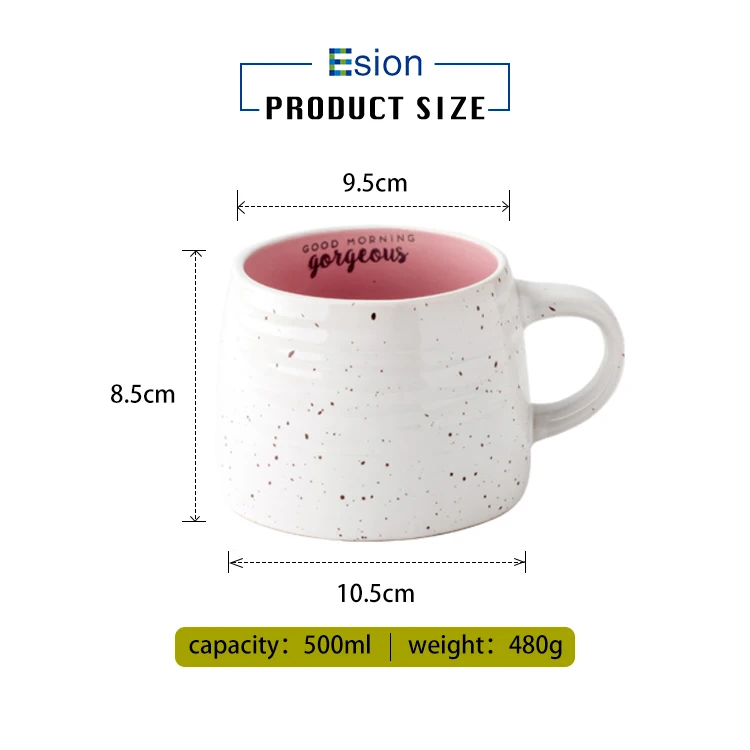 Trending products 2024 new arrivals Nordic simple white speckled glazed ceramic mug two-color threaded cup milk mugs
