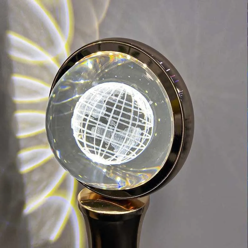 Bedroom decor Creative table lamp USB Rechargeable rotary dimming RGB crystal globe projection night light
