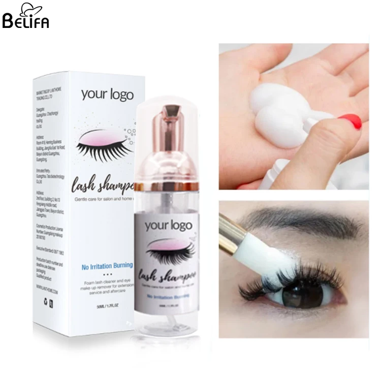wholesale private label lash foam cleanser bottle with brush eyelash extension kit set vegan lash wash shampoo eyelash cleaning