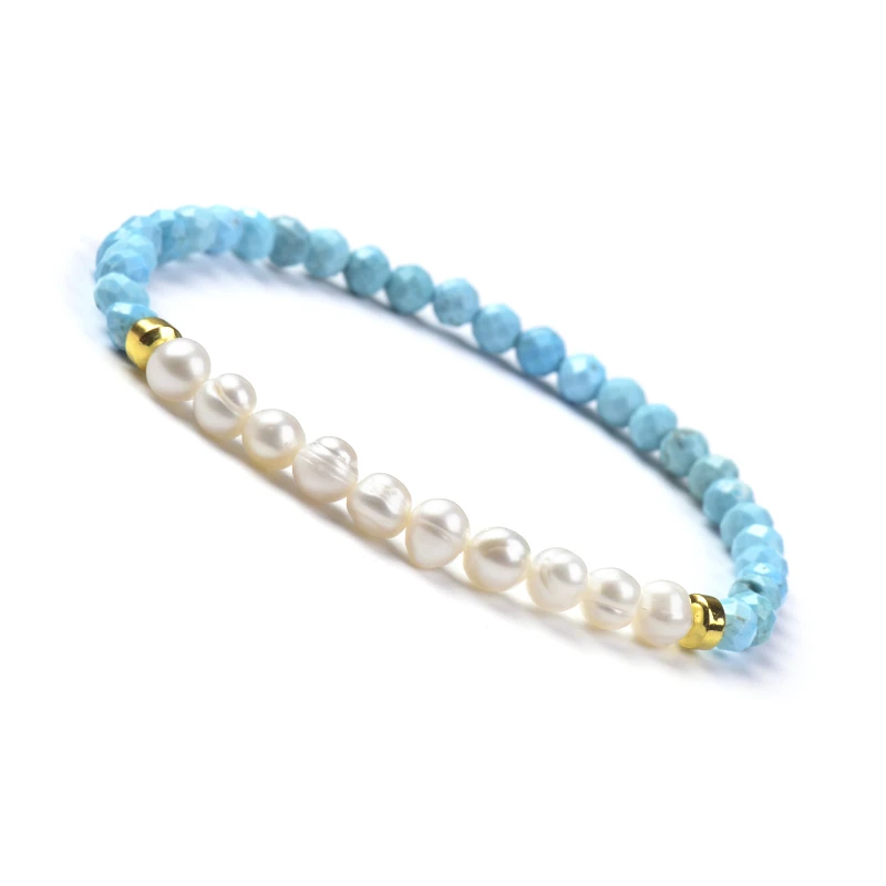 Customized Fashion Jewelry Semi-Precious Natural Stone Seed Beads Gemstone and Freshwater Pearl Stretchable Bracelet For Women