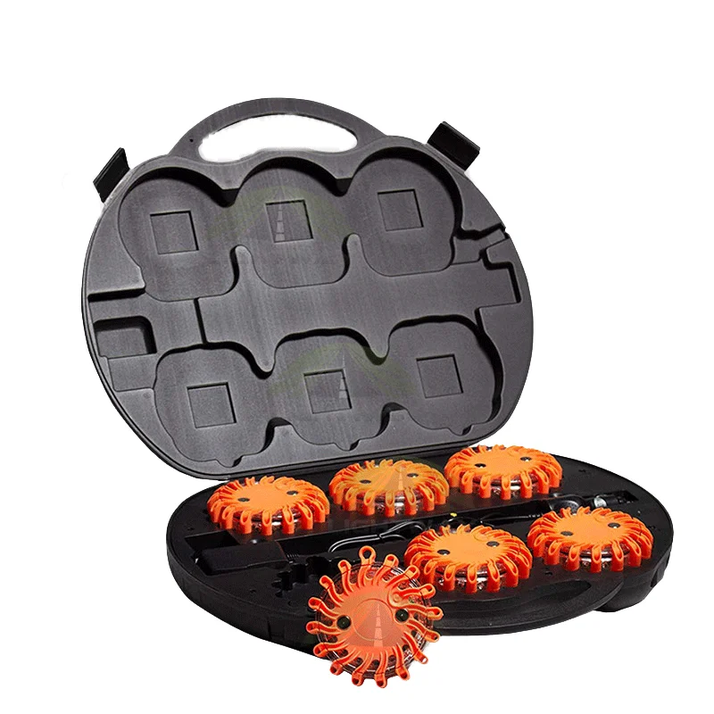 6 Pack Disc Rechargeable Emergency Safety Flare Waterproof Flashing LED Road Flares