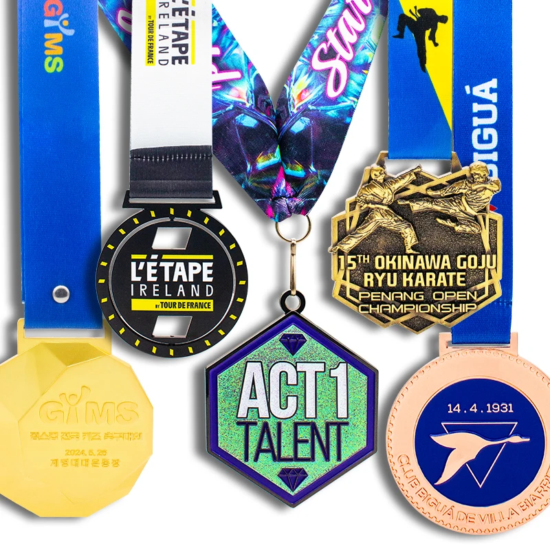 Custom Medals Sports Metal Ribbons Design Cricket Pickleball Gold Football Taekwondo Medaglia Powerlifting Medal
