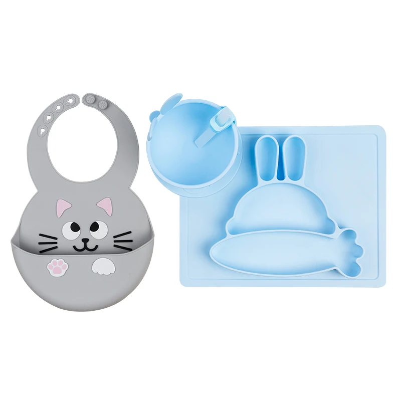 BPA Free Silicone Baby Placemat Bowl Bib Spoon Set Baby Products Custom Logo Other Baby Feeding Supplies
