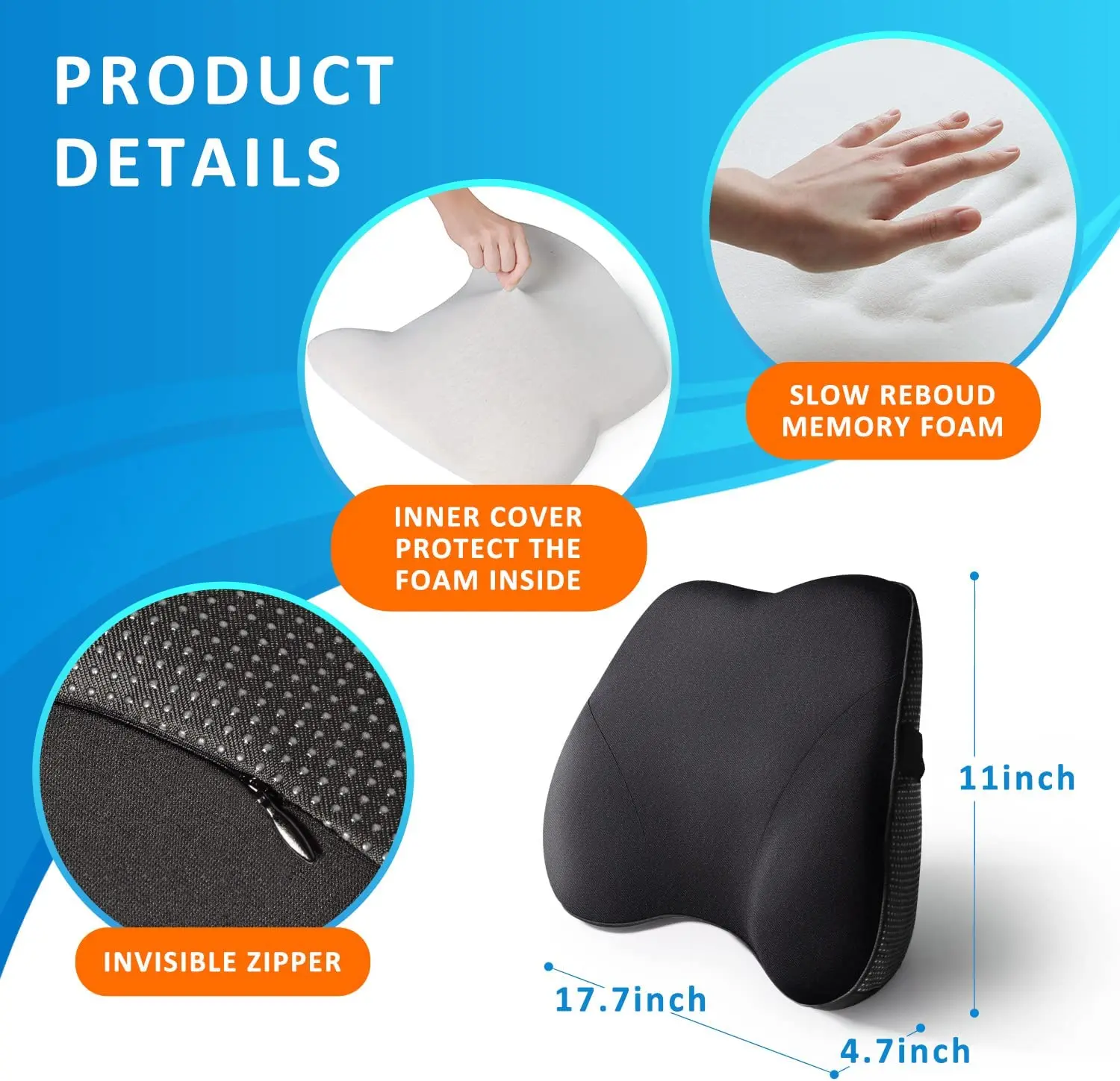 Ergonomic new design multifunctional Softness Lumbar pillow Back Support Urethane Cushion Buffer Lumbar cushion