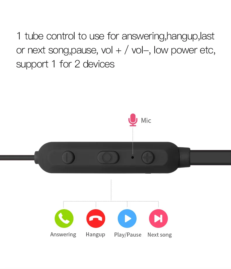 Wopow BT25 2021 Portable sport neck band headset hand frees earphone neckband headphone with mic