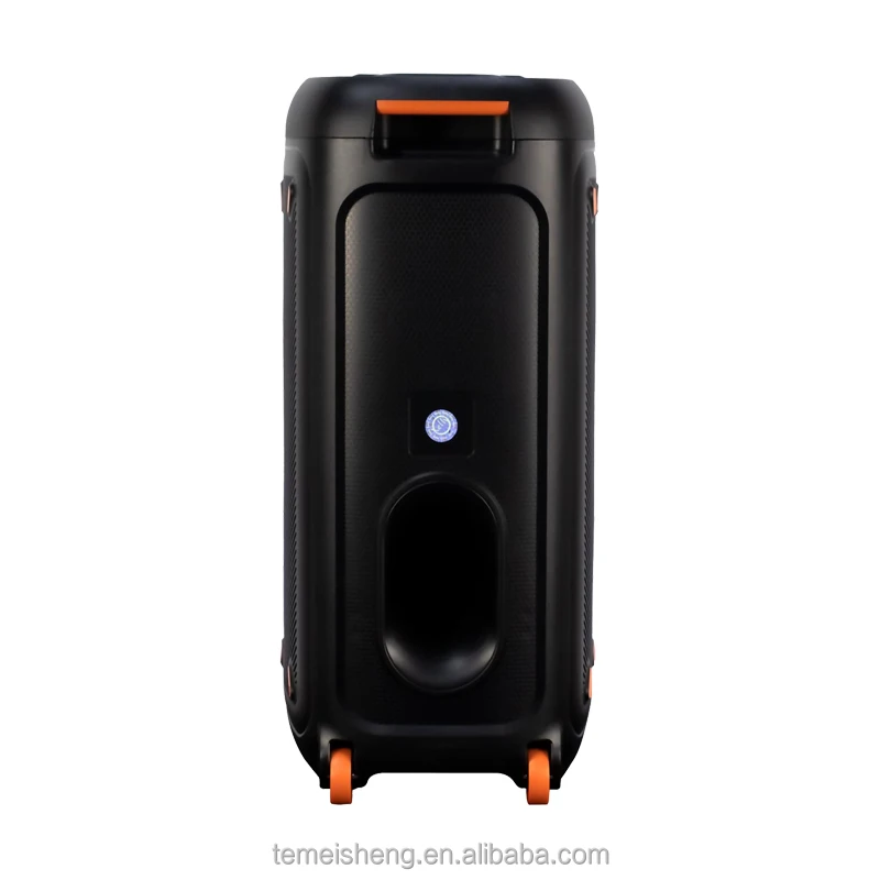 Wireless BT Double 8 Inch Rechargeable Party Speaker With Sturdy Wheels