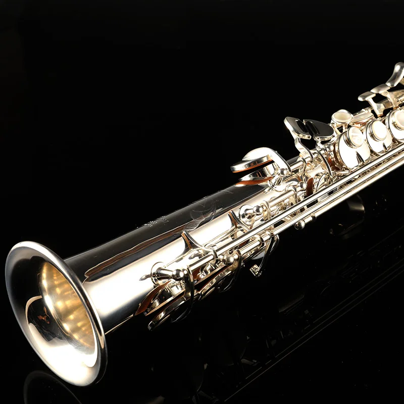 Саксофон высокого качества Прямые люминофоровая Медь тела серебрение ключи RSS-X6 сопрано саксофон
