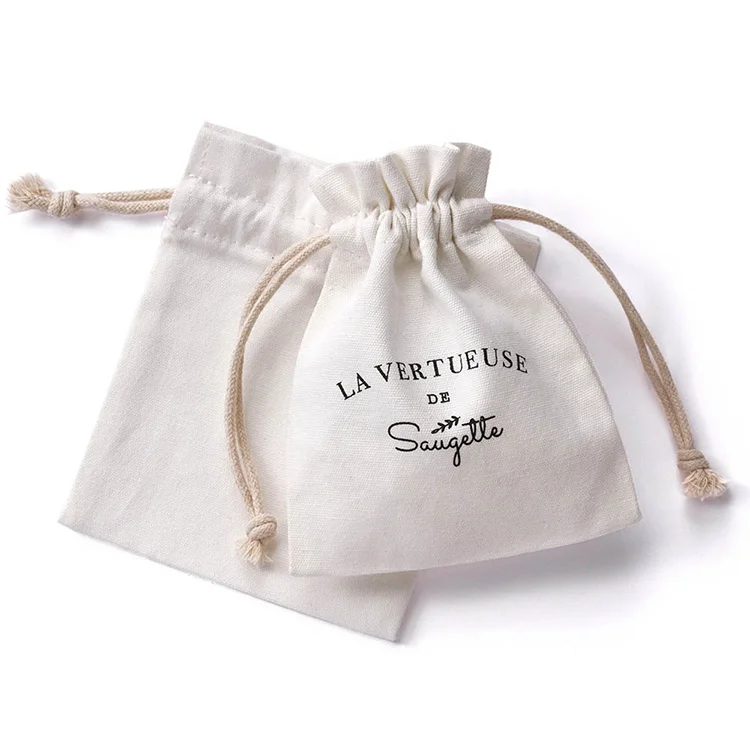 Custom Cotton Drawstring Pouch Bags Reusable Eco Friendly Blank Small Organic Cotton Drawstring Bag
