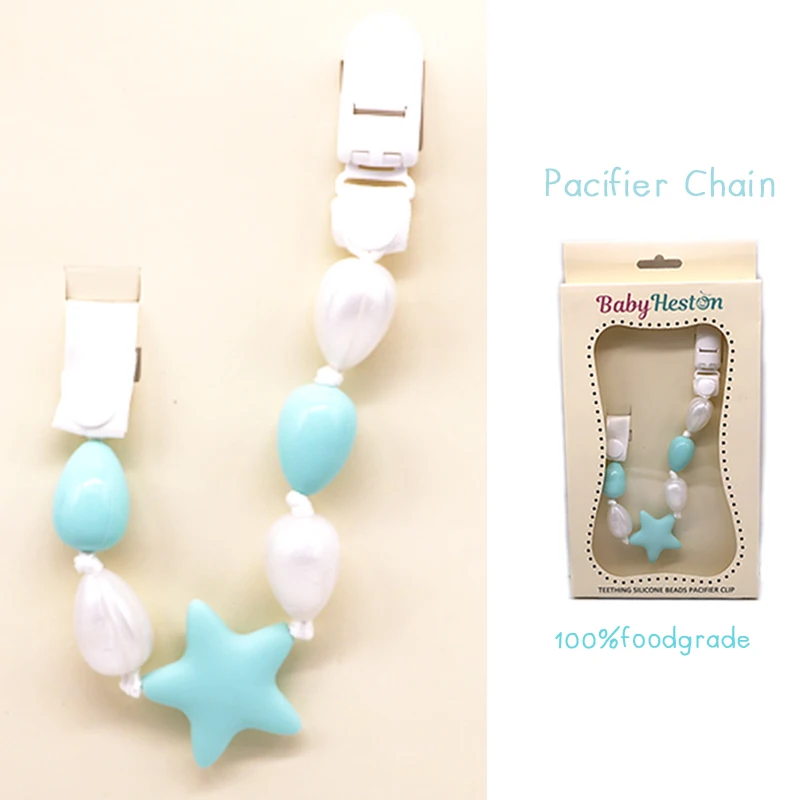 Chewable Soft Baby Pacifier Clip Beads Teether Toys Silicone Pacifier Clip