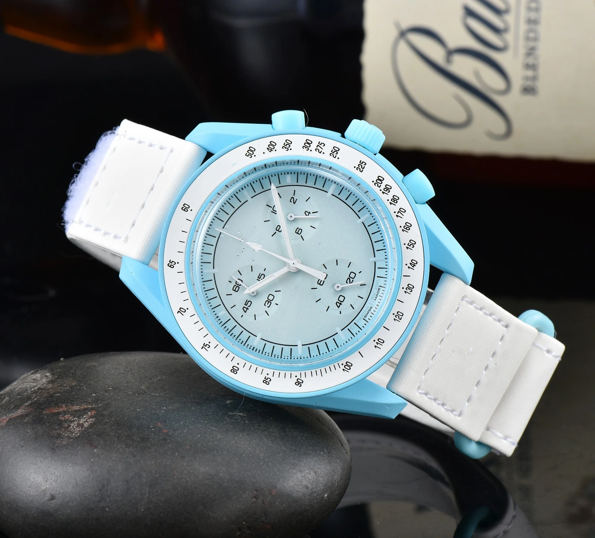 Reloj Hombre Relogio 40mm Dial Plastic Case Canvas Strap Explore Earth Sun Neptune Moon Watch Quartz Watches for Men Women Gift