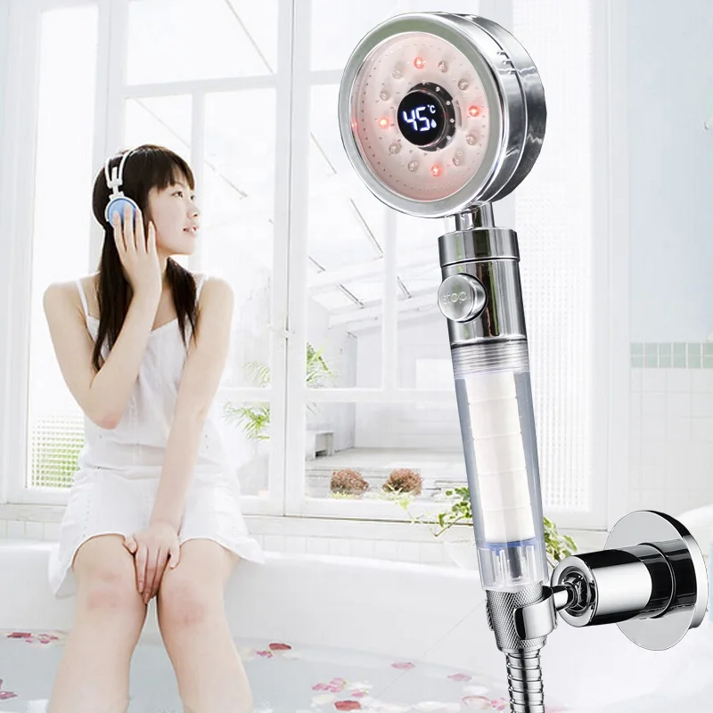 Temperature detectable universal water powered LED showerhead chrome 8008-A36T