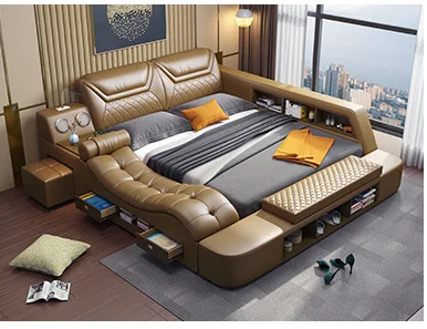 Multi-functional tatami storage leather bed