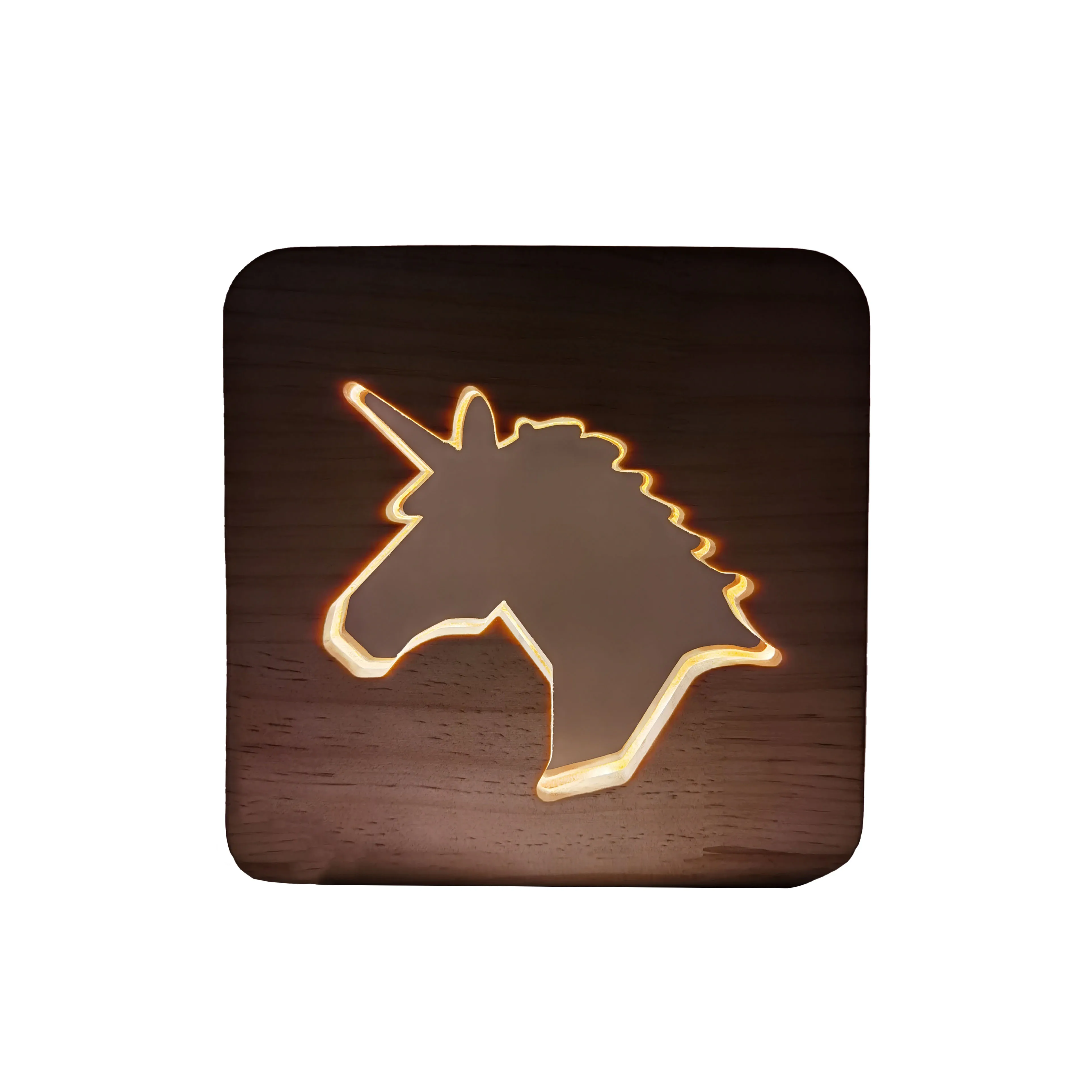 Hot Sale Living Room Bedside Table Lamp Led Wooden Unicorn Night Light With Usb
