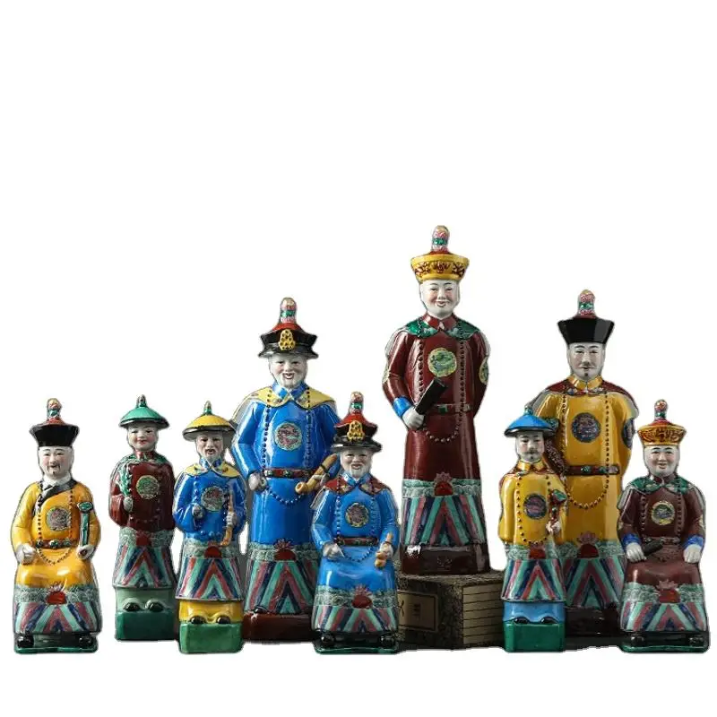 Qing dynasty Small People decor ornaments ceramic blue and white porcelain Emperor figurine artificial for car decorations