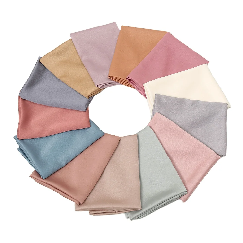 70*180cm Wholesale Plain polyester Scarf Thick Bubble Heavy satin Hijab Muslim Women Shawl