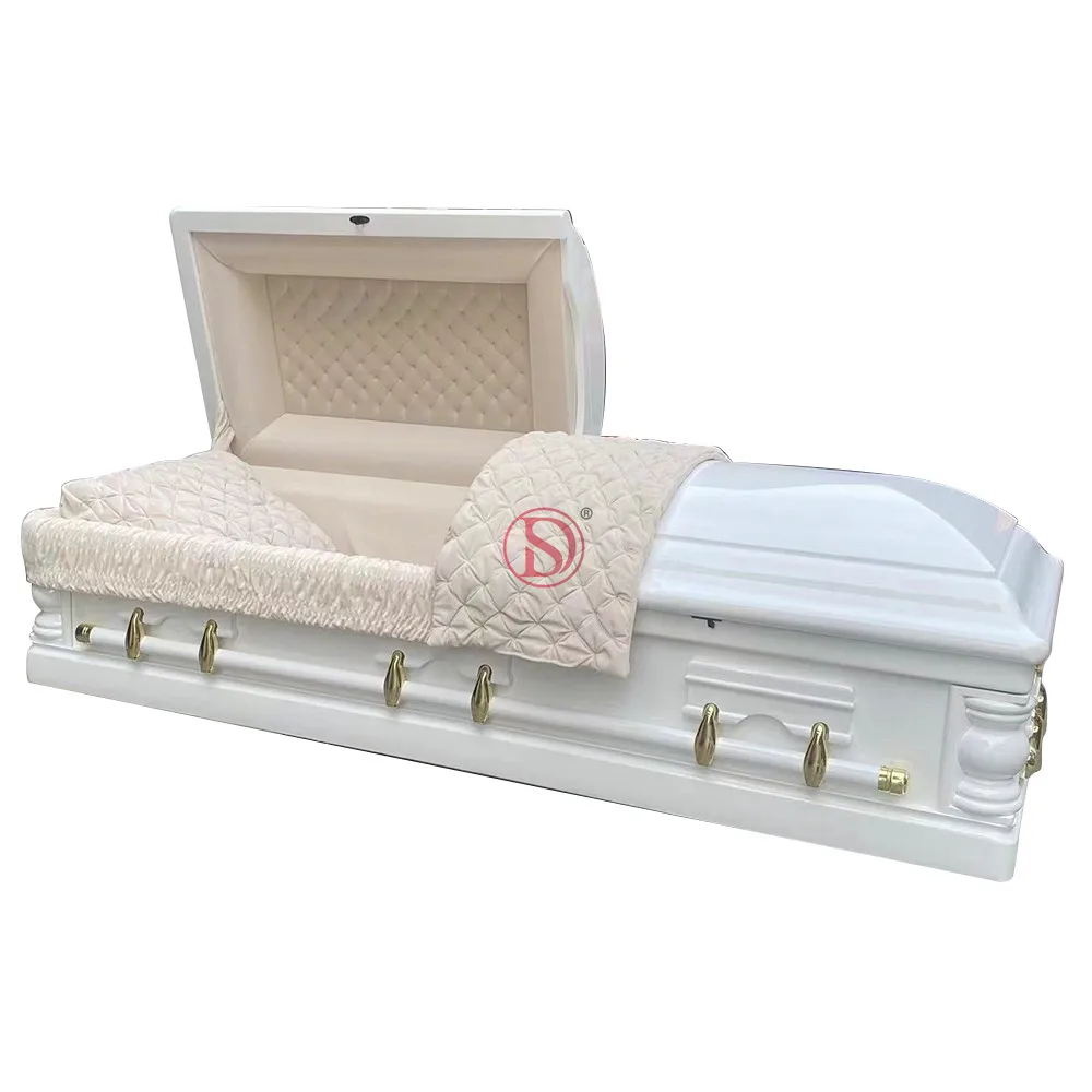 European Style Glossed Oak Wooden Casket American Style Coffin Accessories with Monument Bag for Adults or Pets Baby Monument