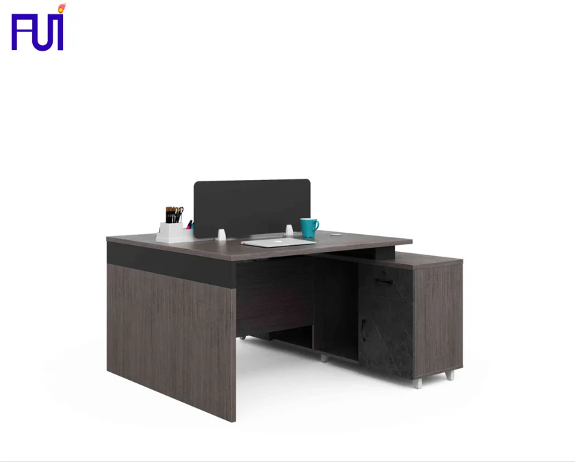 Hot sale office workstation design wooden partition desk 1.4m staff table 2 seater for office with drawer