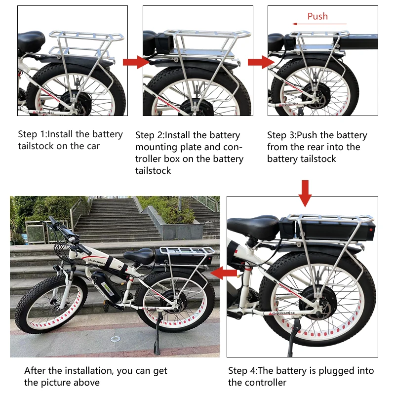 Аккумуляторы для задней стойки 36v 48v 52v 20ah 30ahBattery Pack Электрический Bike18650 Литиевый ПЕРЕЗАРЯЖАЕМЫЙ электрического велосипеда